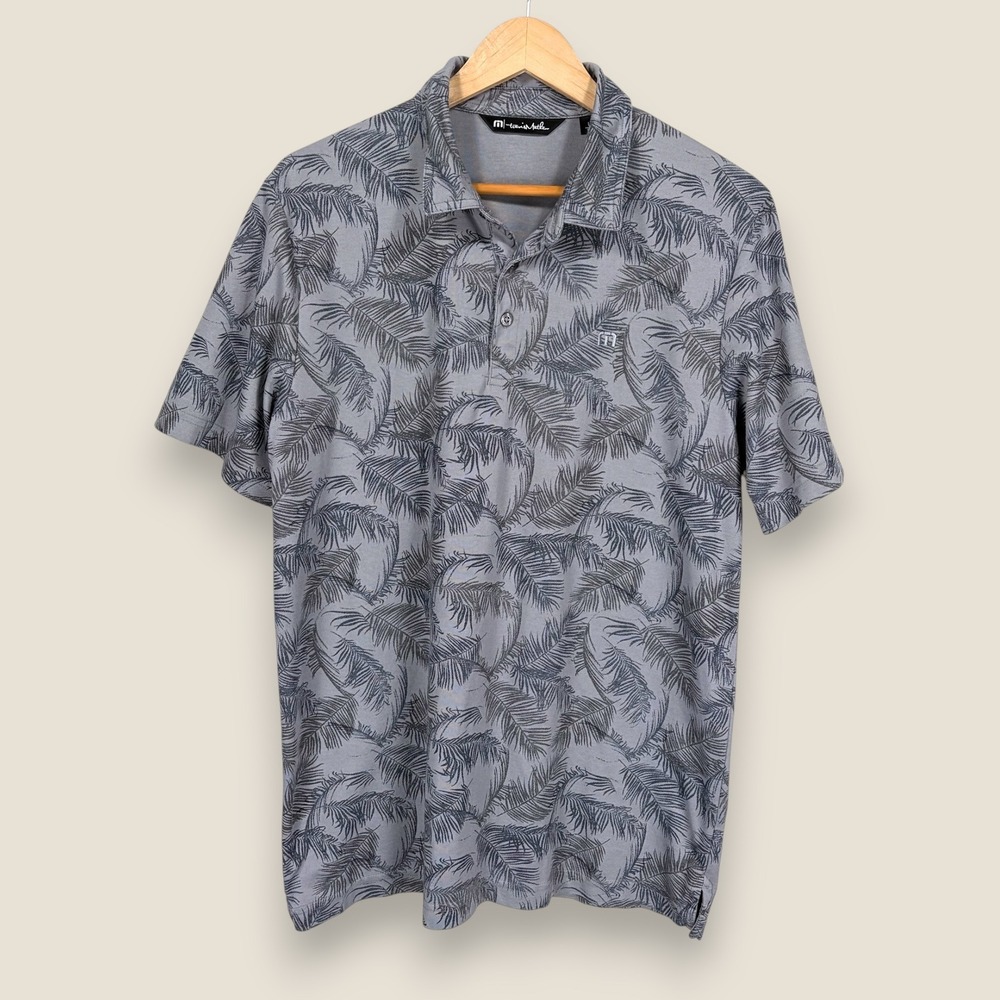 Sawgrass Travis Mathew All Over Print Performance Polo Golf Shirt Men Large Gray